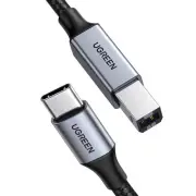 UGREEN USB B to C 10 FT Printer Cable, Nylon B C 10 FT, Silver