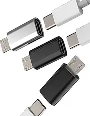 USB C Female to Micro USB Male Adapter (3 Pack) Type C Connector Port for Phone Charging Converter Microusb Adaptor Plug Power Cable Android Accessories Splitter Conversion Compatible for Samsung