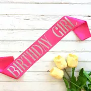 Delux Silver Glitter 'Birthday Girl' Hot Pink Sash