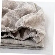 100% Linen Fitted Sheet Stone Washed Solid Color - (1 Piece) 14 inch Deep
