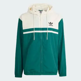 【adidas 愛迪達】外套 男款 運動外套 三葉草 WINDBREAKER 白綠 IU0201