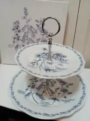 Royal Horticultural Society 2 Tier Cake Stand Blue & White Floral New In Box