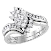 14k White Gold Princess Diamond Bridal Wedding Ring Set 5/8 Cttw