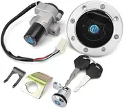 ZUXIM Motorcycle Ignition, for GS500, for GS 500 2001 2002 2003 2004 2005 2006 2007 2008-2012 Motorcycle Ignition Switch Fuel Gas Tank Cap Cover, for Seat, Lock Key Set Kit Stator Coil Motorcycle Igni