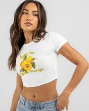 [Mooloola] Mooloola Women's Just Peachy T-Shirt in White Size Large L White