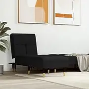 Chaise Longue Black Velvet Reclining Sofa - Convertible & Upholstered Indoor Lounge Chair, Small Armrest Couch for Living Room or Bedroom, 55 x 140 x 70 cm, Elegant Modern Design