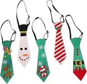 [Gogogmee] 5pcs Christmas Tie Boys Christmas Bow Tie Christmas Party Decor Boy Funny Holiday Neckties Christmas Neckties Christmas Party Tie Snowflake Ties for Men Funny Ties Felt Cloth