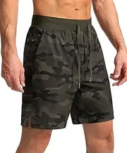 [HongYunAu] Men's Quick Dry Jogging Shorts Pocket Zippered Outdoor Sports Shorts Gym Pants