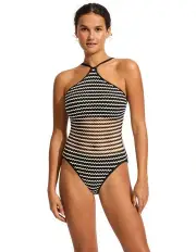 [Seafolly] Mesh Effect DD High Neck One Piece in Black