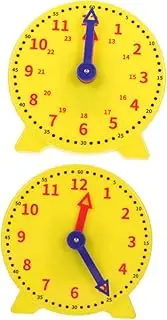 HEALSOPTHY 2pcs Teaching Clock Model for Students Learning Tool with Printed Numbers Structure for Preschoolers and Classroom Use