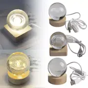 LED Crystal Table Lamp USB 3D Moon Galaxy Globe Night Light Kids Xmas Decor BC