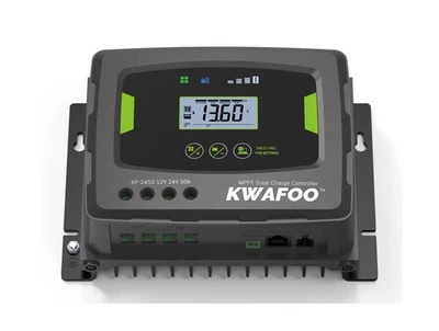 50A MPPT Solar Charge Controller, 12V/24V Auto DC Input, lP43 Waterproof, Bac...
