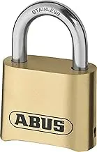ABUS Combination Lock 180IB/50 - Brass Padlock - Weatherproof - with Individually Adjustable Number Code - ABUS Security Level 5 - Brass Colours