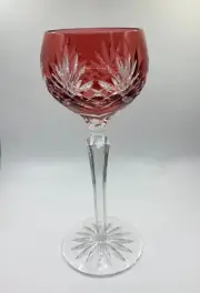 Ajka Caroline Cranberry Red Cased Cut To Clear Crystal Wine Goblet