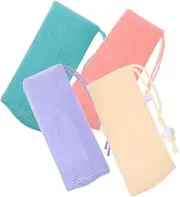 [Ipetboom] 4Pcs Soap Bag Durable Mesh Soap Pouches Reusable Foaming Sleeves for Bathroom Cleansing for Family Use Easy to Clean and Maintain