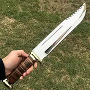 18.00" Inch Custom Handmade D2 High Polish Steel Hunting Bowie Knife Very Sharpe Blade Comes With Leather Sheath Cover