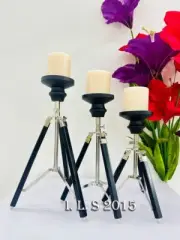 Set of 3 Centerpiece Black Tripod Stand Candle Holder, Home, Living Room Decor