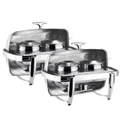 SOGA 2X 6.5L Stainless Steel Double Soup Tureen Roll Top Buffet Chafing Dishes