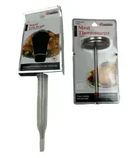 Analog Meat/cooking Thermometer + Baster Stainless Steel 4 inch Diameter Scale
