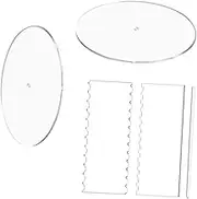 STOBAZA 1 Set Multi Functional Acrylic Cake Tray Cake Board with Center Dowels Baking Scraper Easy to Clean Baking Accessory for Home Professional Use for Birthdays Weddings