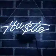 Hustle White Acrylic 14" Neon Sign Lamp Light Bar Beer Decor Collection AA