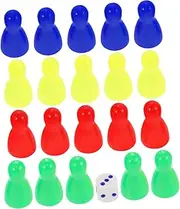 Yardwe 20pcs Plastic Chess Pieces with Dice for Board Games Lightweight Replacement Chess Pieces for and Portability for Teaching and Playing