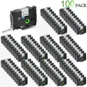 100PK Black/White Label Tape Compatible for Brother P-touch PT350 TZ Tze-251 1"