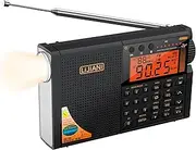 New VER Shortwave Radio AIR/VHF/AM/FM/Weather 6-Bands with Bluetooth/TF Card,2W Flashlight,Reading Lamp,Keyboard Backlight, Digital Recording, Alarm Clock,Powered by AA & LI Battery,Type-C/ANT Jack
