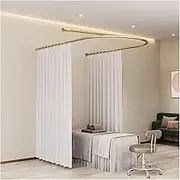 Clothing Store Fitting Room, Beauty Salon Partition Curtain, U-Shaped Room Divider Rod, Privacy Partition Curtain with Metal Rods(Gold Rod)