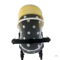 在飛比找蝦皮購物優惠-Gymn 嬰兒車罩可愛花朵刺繡網眼遮陽簾夏季