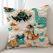 Cute Funny Wintry Dinosaurs Cushion Cover