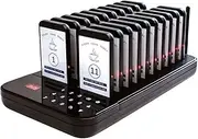 AGJ Restaurant Pager Wireless Calling System Waterproof 20 Beepers Guest Customer Queue Pagers for Food Court Food Truck Church Nursery Clinic Coffee Shop with Buzzer Vibration Flash, QC200-AU