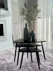 Set Of 3 Paulo Black Solid Wood Nested Coffee Table