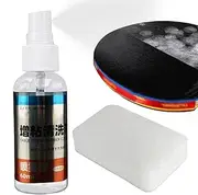 Table Tennis Rubber Cleaner,Professional Table Tennis Racket Care Set with 60ml Spray & Sponge - Compact PingPong Paddle Cleaning Accessories Up Your Game