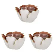 3PK LVD Resin/Glass 20cm Flower Tealight Candle Holder - Earth