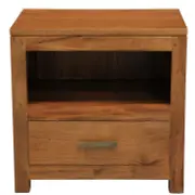 Paris 1 Drawer Solid Mahogany Timber Lamp Table (Light Pecan)