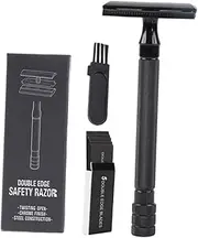Mikinona Old Fashioned Manual Razor Metal Safety Razor Brush 5 Double Edged Blades for Shaving