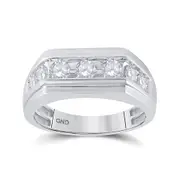 14k White Gold Round Diamond Flat Top Band Ring 1 Cttw