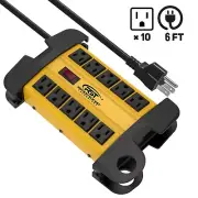 Surge Protector Power Strip 10 Outlet Metal Industrial Power Cord with 2800J