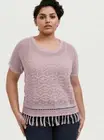 NWT TORRID Mauve Pink Fringe Pullover Knit Top Cotton Size 2X 18-20 MSRP $55.50