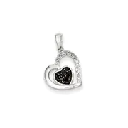 14K White Gold Black u0026 White Real Diamonds Pendant