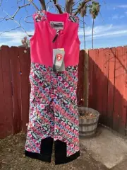 Spyder Bisty Sparkle Insulated Ski Pants Kids Girl 5 Bib Snow Neon Pink Tart New