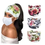 Boho Button Headband Women Wide Mask Hair Band Boho Elastic Sports Headwear