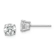 Sterling Silver Rhodium-Plated Polished Round 6mm Cz Stud Earrings