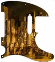 Telecaster Pickguard Custom Fender Tele 8 Hole Guitar Pick Guard City Scape 1
