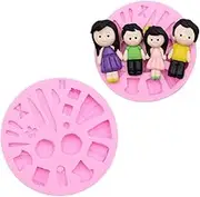Air Dry Clay, Polymer Clay Doll Silicone Mold - Create Cute Clay Figurines (Mum, Dad, Girl, Boy, Baby) - Perfect for Keychains, Magnets, and Embellishments - 6cm Dolls