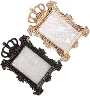 Beatifufu 2pcs Vintage Crown Nail Art Palette Nail Polish Mixing Plate for Art Makeup Mixing Tray Holder Display Boards