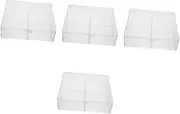 VANZACK 4pcs Box Cosmetic Storage Box Perfume Cotton Swab Container Travel Cotton Swab Holder Makeup Accessories Skin Care Organizer Countertop Makeup Organizers Transparent