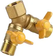 Brass 2-Way Tap Adapter, Double Tap Hose Connector with On/Off Valves, Split Water Efficiency, Leakage Prevention, and for G1/2 Connection