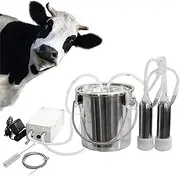 Portable Milking Machine for Goats/Cows Pulsation Vacuum Pump Milker with Stainless Steel Bucket Livestock Milker with Automatic Stop Function (Stainless, 3L for Cow)